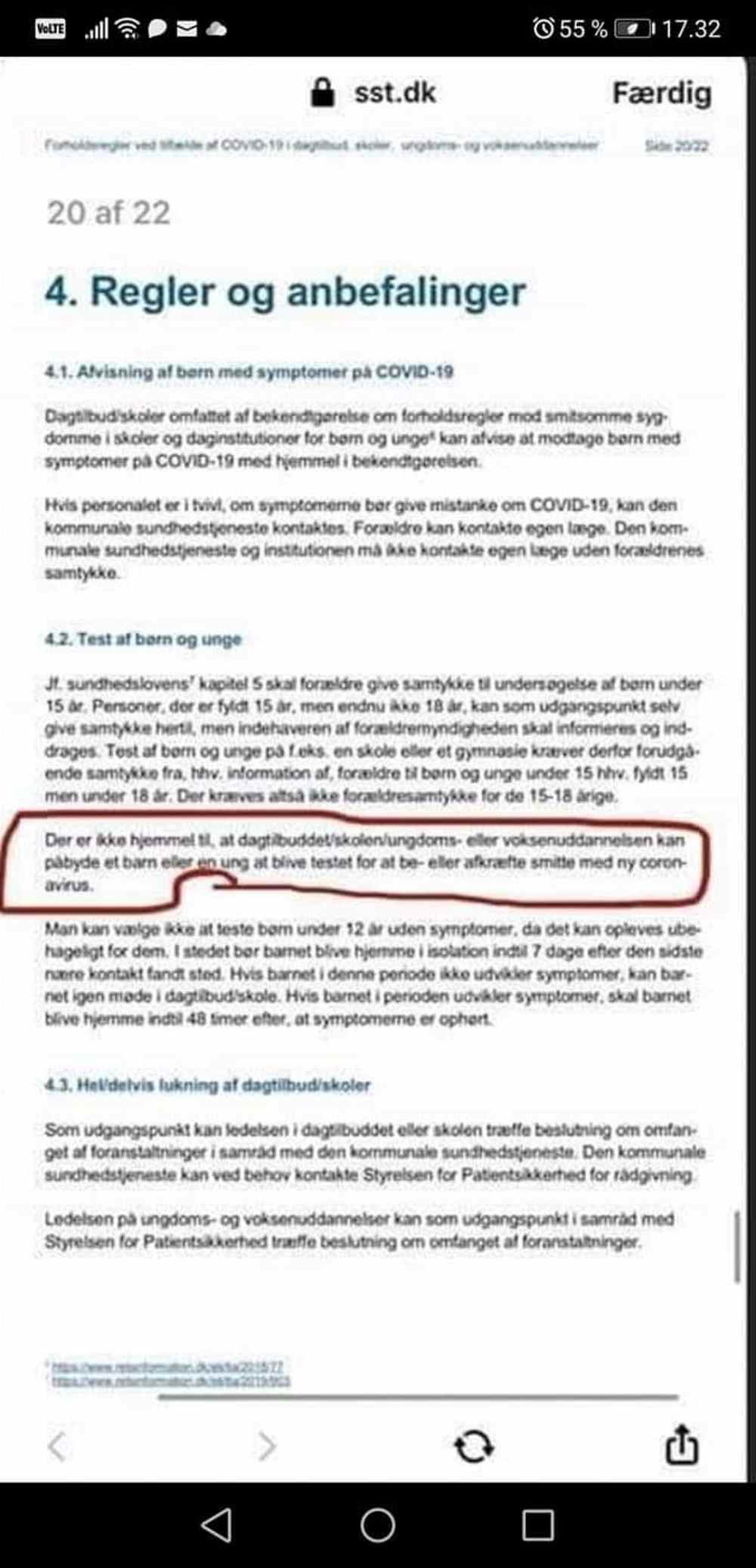 SST corona test til børn anbefalinger